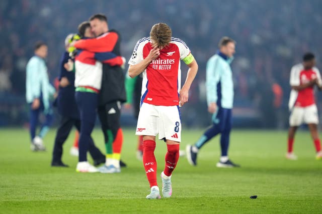 Martin Odegaard looks dejected