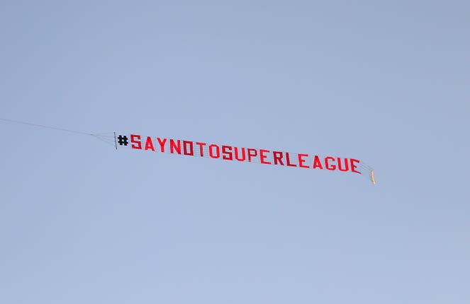 Fans protested against the European Super League