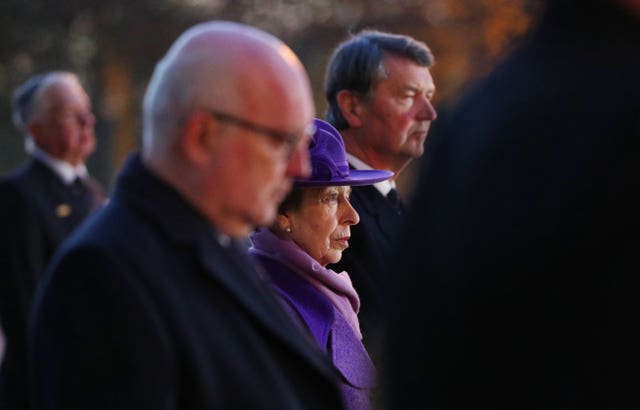 The Princess Royal alongside Vice Admiral Sir Tim Laurence