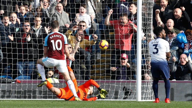 Ashley Barnes scores a damaging goal in Tottenham's title battle 