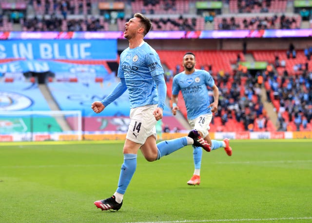 Aymeric Laporte celebrates a goal