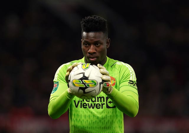 Onana in action for Manchester United (Martin Rickett/PA)