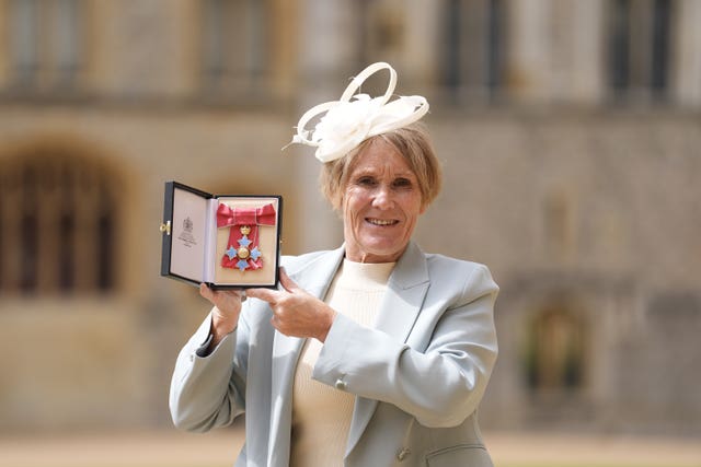 Penny Briscoe after being made a CBE at an investiture ceremony at Windsor Castle, Berkshire