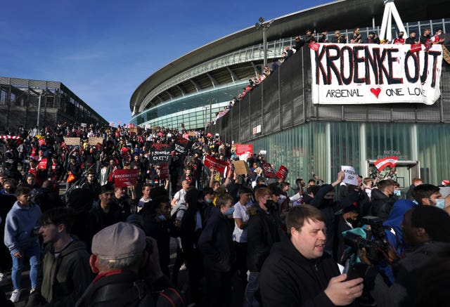 Arsenal fans protested against the club's ownership ahead of last week's home loss to Everton