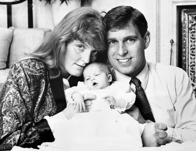The Duke and Duchess of York at Balmoral with their two-week-old daughter Princess Beatrice (PA)