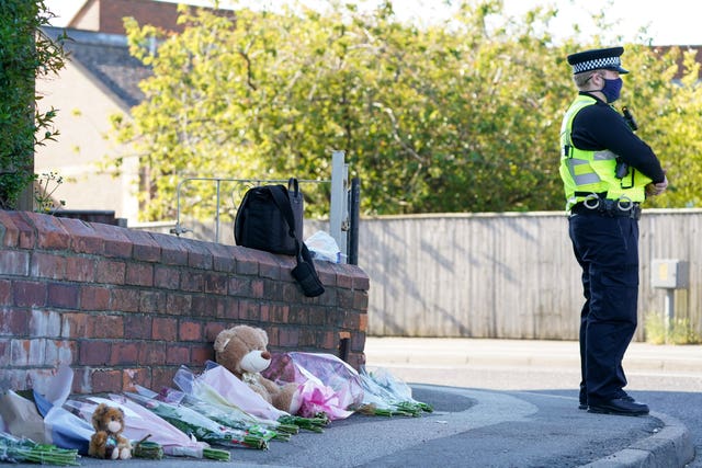 Tributes left at the scene in High Holme Road, Louth