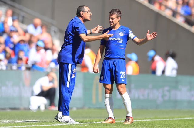 Maurizio Sarri and Cesar Azpilicueta