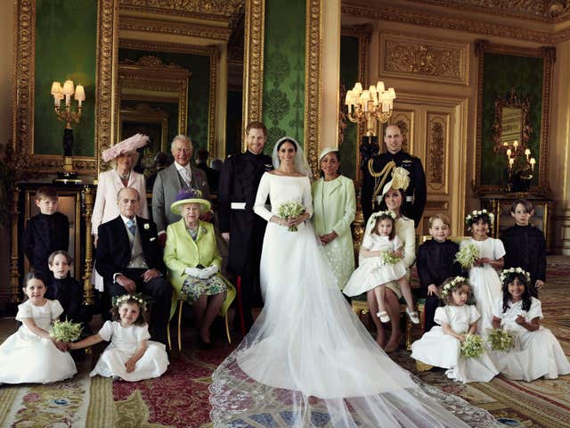 The Duke and Duchess of Sussex with their immediate family including the Queen and their pageboys and bridesmaids. (Alexi Lubomirski)