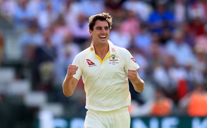 Pat Cummins opened the day by completing a maiden over