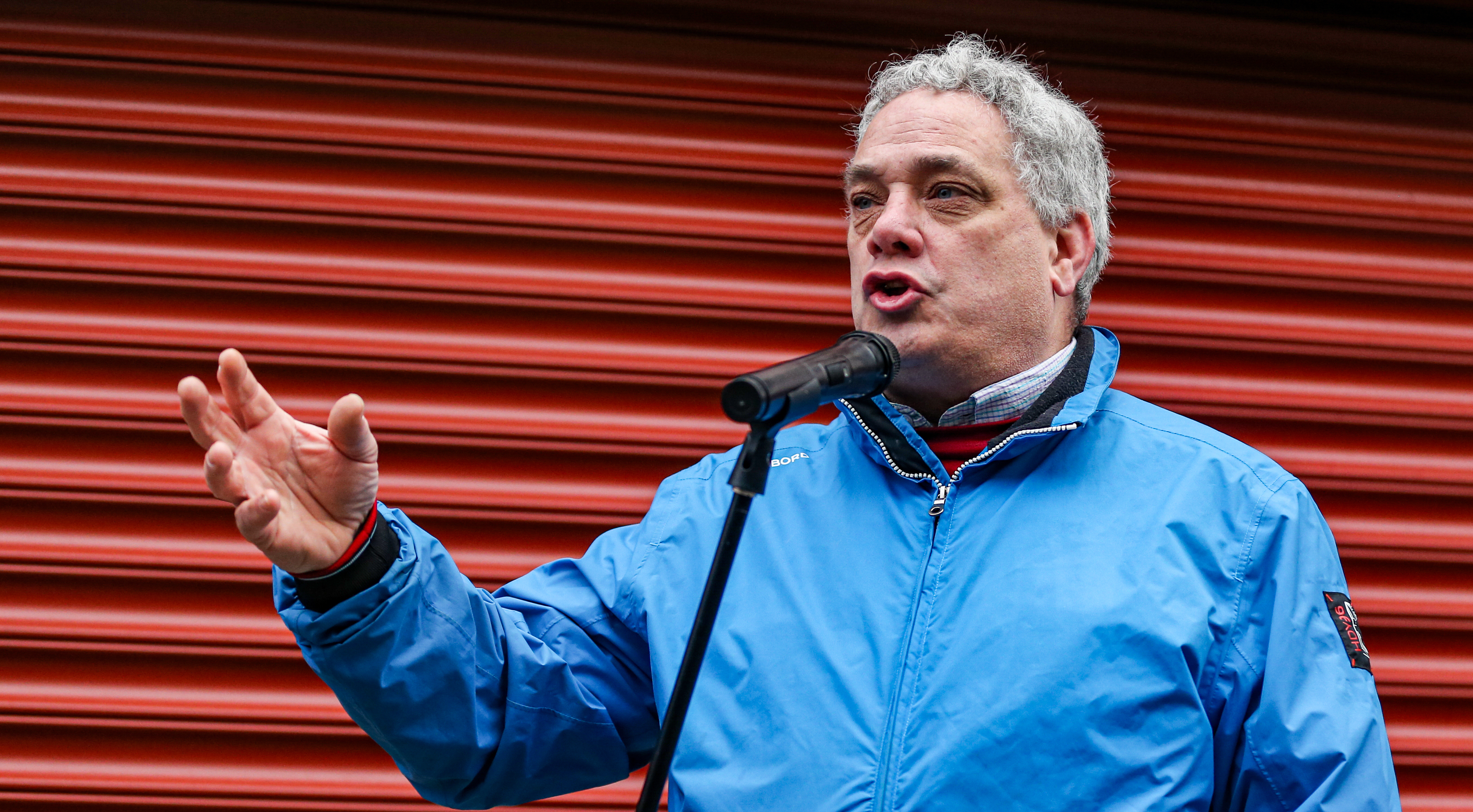 Aengus O Snodaigh gestures while speaking