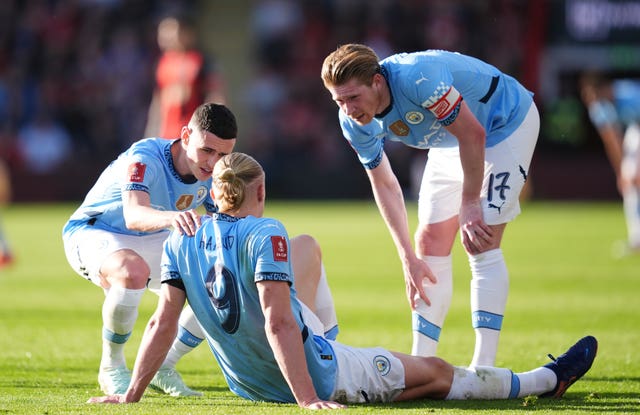 Haaland down on the ground