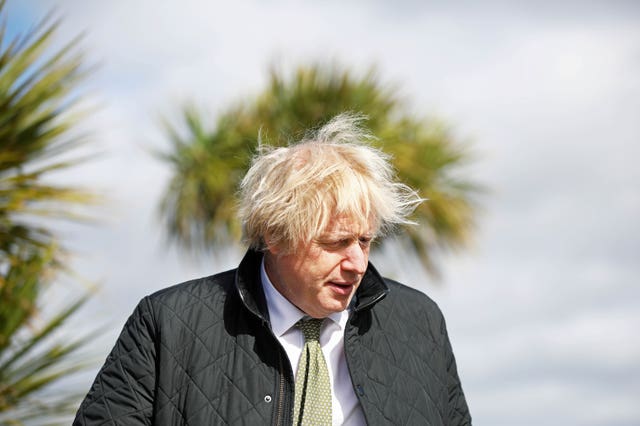 Prime Minister Boris Johnson during a visit to Haven Perran Sands Holiday Park in Perranporth, Cornwall