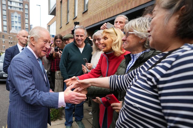 Charles meeting people outside Chatfield Health Care