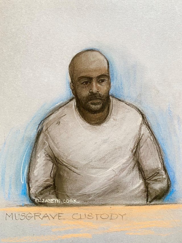 Court artist sketch of Hadi Alodid at Belfast Magistrates' Court
