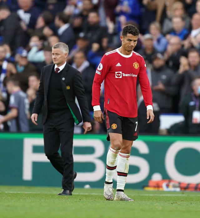 Manchester United manager Ole Gunnar Solskjaer and Cristiano Ronaldo