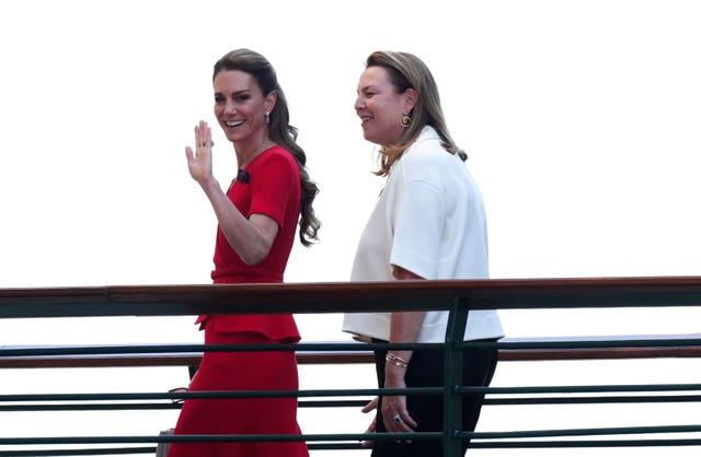 The Princess of Wales waves