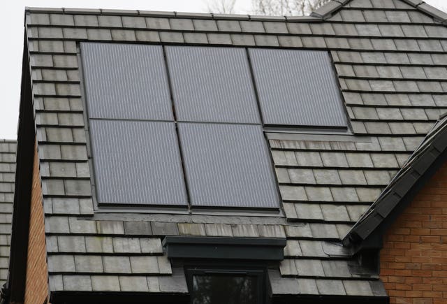 Solar panels integrated into the roof of a new home