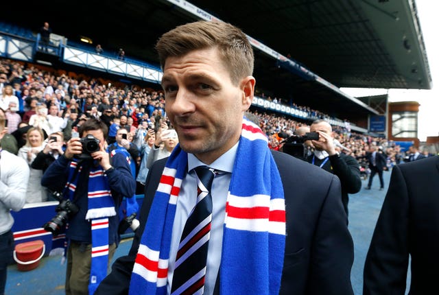 Steven Gerrard was introduced to the supporters at Ibrox