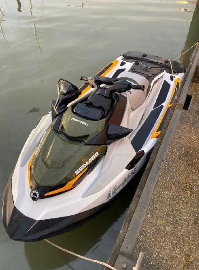 The jetski used by Steven Brogan and Anthony Reilly, who have been jailed after attempting to cross the North Sea on a jet ski with £200,000 of cocaine in a backpack