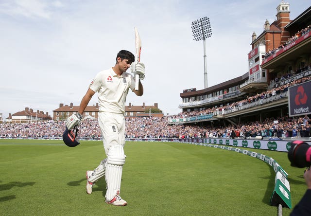 Sir Alastair Cook acknowledges the crowd after his final Test innings