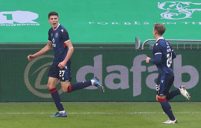 Ross Stewart (left) celebrates the opener 