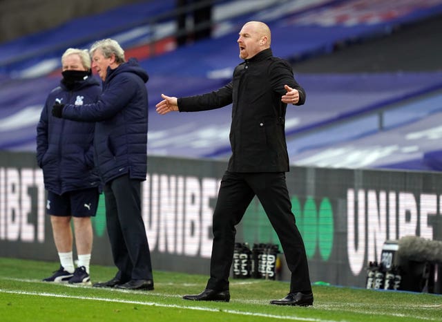 Sean Dyche recorded a 3-0 win at Crystal Palace with Burnley in February