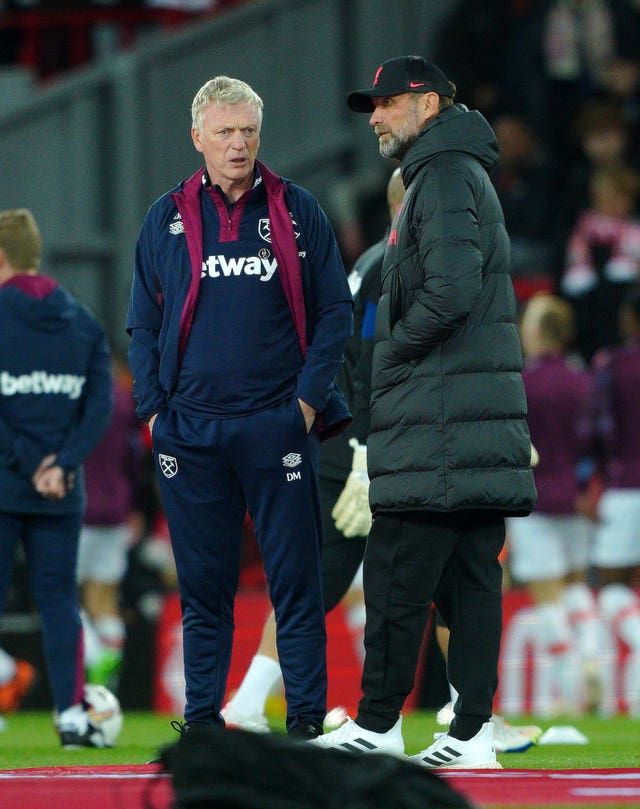 Klopp and Moyes shared little interaction after the pre-match pleasantries