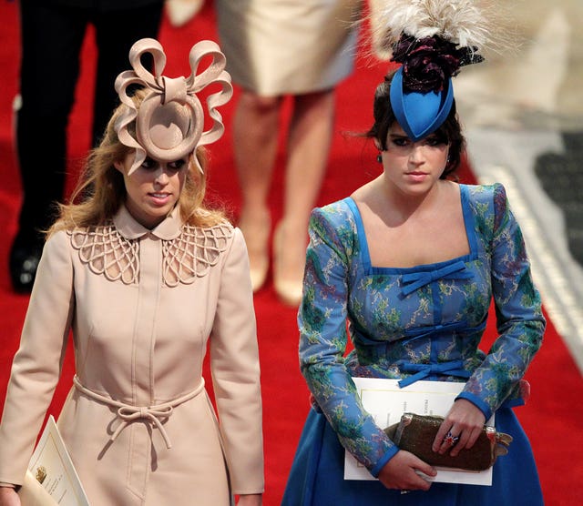 Princess Beatrice and Princess Eugenie at William and Kate's wedding (PA)