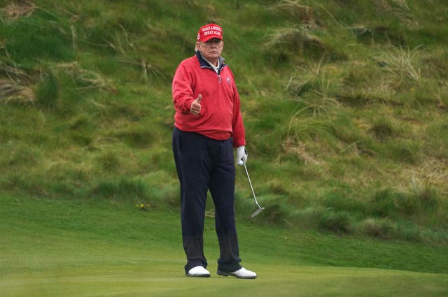 Donald Trump playing golf at Trump International Golf Links & Hotel in Doonbeg, Co Clare, during his visit to Ireland in 2023