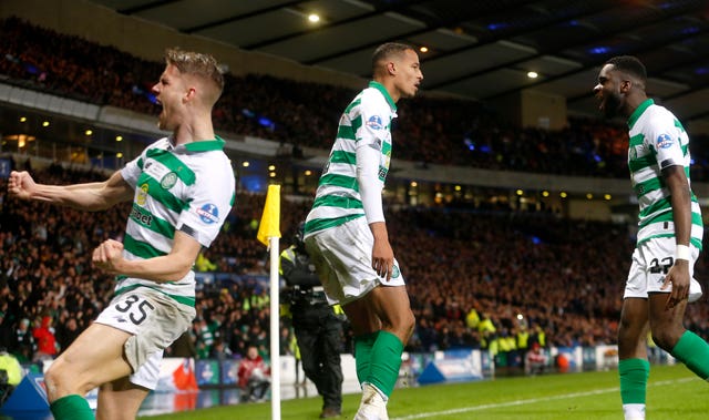 Odsonne Edouard, right, won the free-kick which set up Christopher Jullien's, centre, match-winning goal