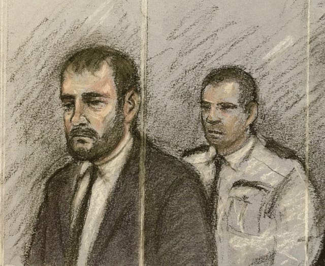 A court artist's impression of Collin Reeves in the dock at Bristol Crown Court