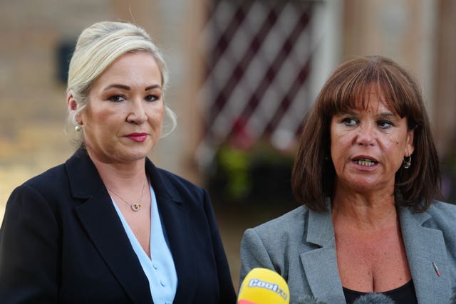 First Minister Michelle O’Neill (left) and Sinn Féin leader Mary Lou McDonald
