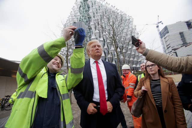 Waxwork visits US Embassy