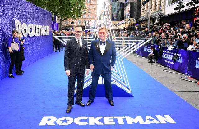 David Furnish and Sir Elton John attending the Rocketman UK premiere 