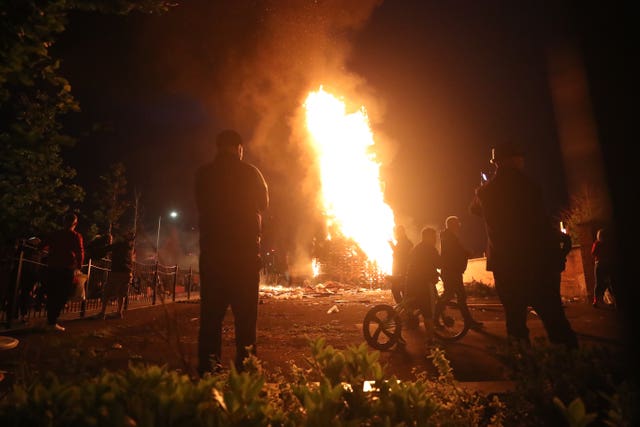 A bonfire on Belfast’s Lower Newtownards Road 