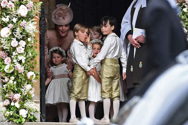 One of the pageboys at Pippa's wedding appears to misbehave (Justin Tallis/PA)