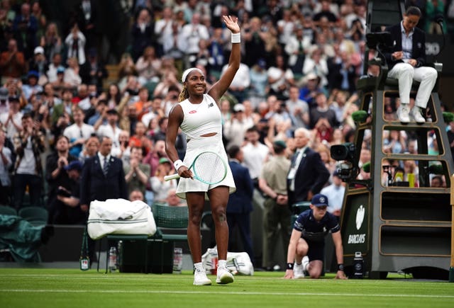 Coco Gauff celebrates her victory