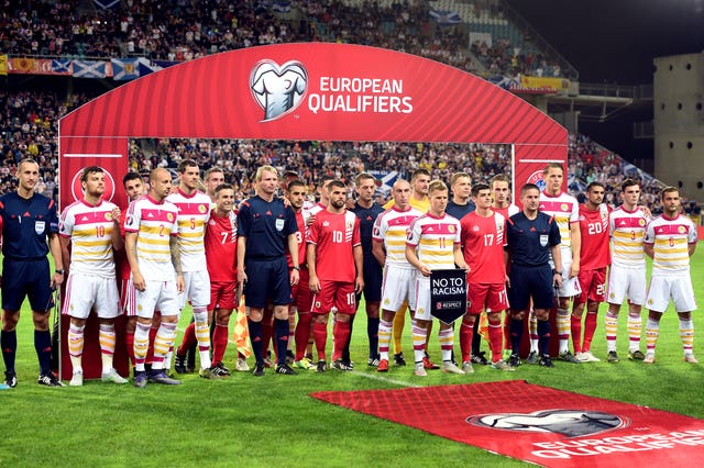 Gibraltar and Scotland players line up in European qualifying