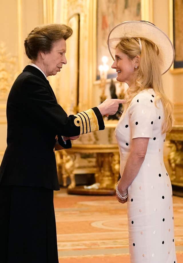 Cressida Cowell is made a MBE (Member of the Order of the British Empire) by the Princess Royal (Aaron Chown/PA)