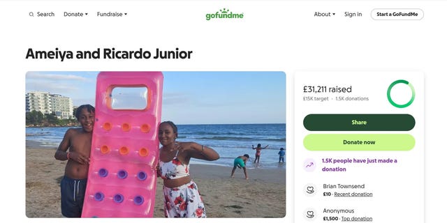 Undated handout photo taken from GoFundMe of Ameiya and Ricardo Junior Del-Brocco, aged 13 and 11 respectively, who died after getting into difficulty in the sea during a family holiday in Salou, near Tarragona, on Tuesday evening