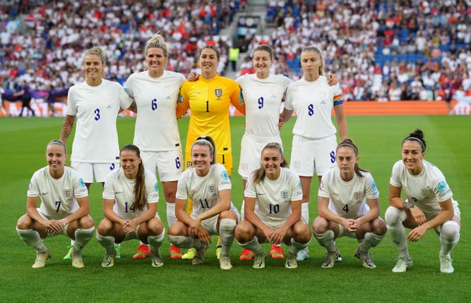 Hemp, third on bottom row, with the England team at the Euro 2022 quarter-final