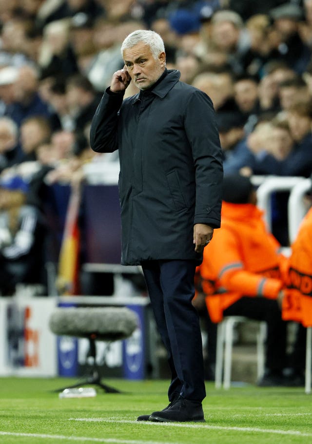 Benfica boss Jose Mourinho gestures on the touchline during the the 3-0 Champions League defeat at Newcastle