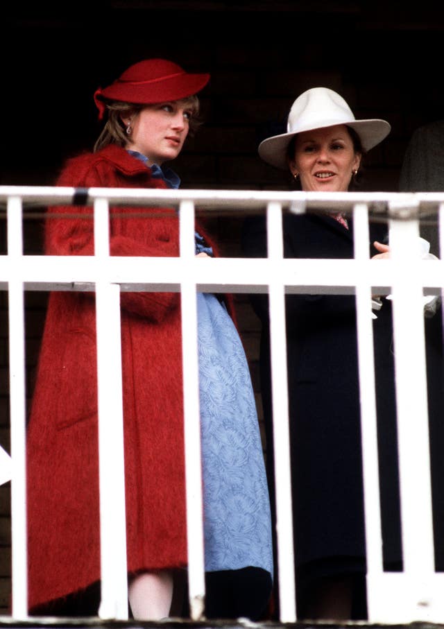 A heavily pregnant Princess of Wales at at Aintree for the Grand National in 1982 (PA)