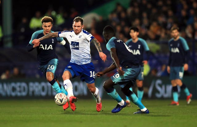 Tranmere Rovers’ forward James Norwood (centre) (PA)
