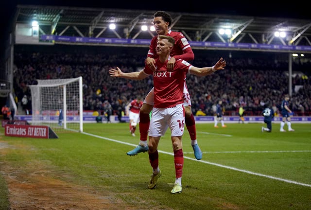 Sam Surridge celebrates his equaliser