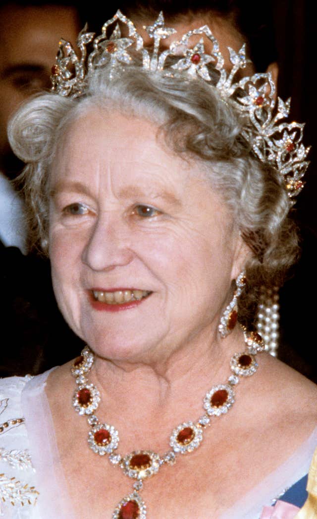 The Queen Mother wearing Oriental Circlet Tiara, also known as the Indian tiara (PA)