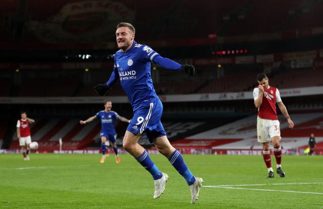 Jamie Vardy scored the winner as Leicester won at Arsenal earlier in the season. 