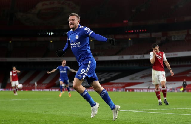 Jamie Vardy scored the winner as Leicester won at Arsenal earlier in the season.