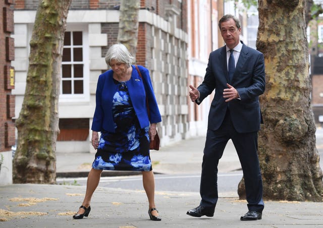 Leader of the Brexit Party Nigel Farage with former Tory minister Ann Widdecombe