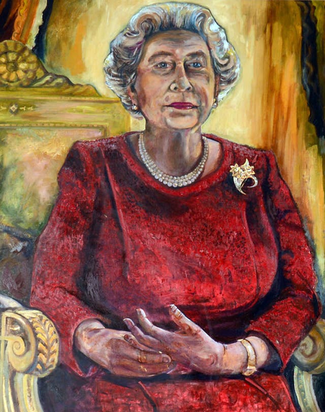 Dan Llywelyn Hall's portrait of Queen Elizabeth II (Ben Evans/WRU/PA)